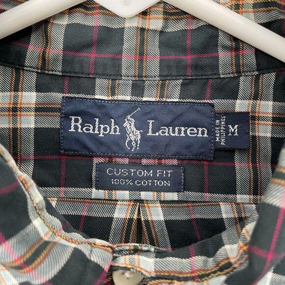 Ralph Lauren Casual Shirt Men Medium Button Down Blue Plaid Pink Pony Custom Fit - Picture 4 of 10